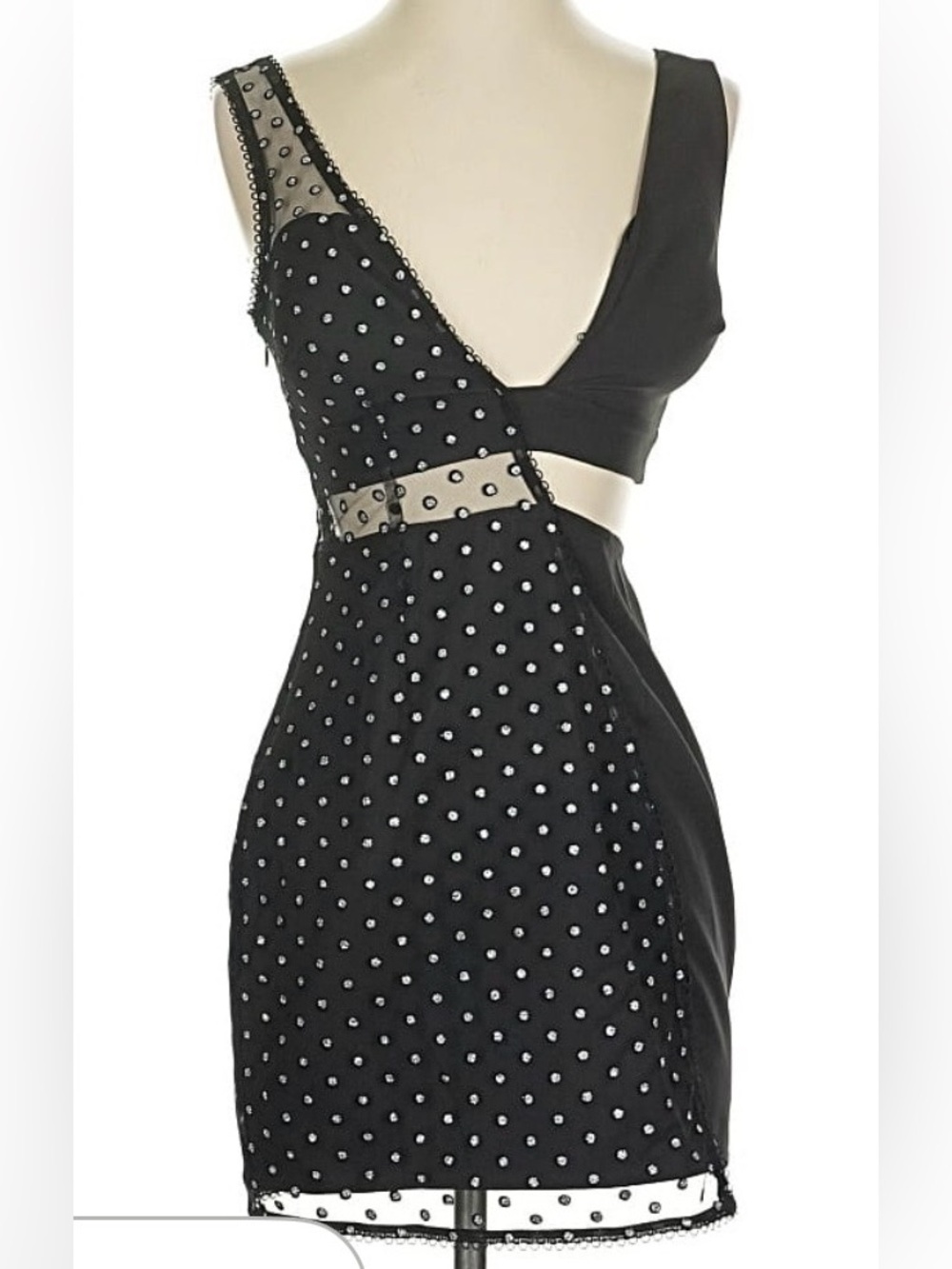 h:ours Black Backless Embellished Cutout Dress